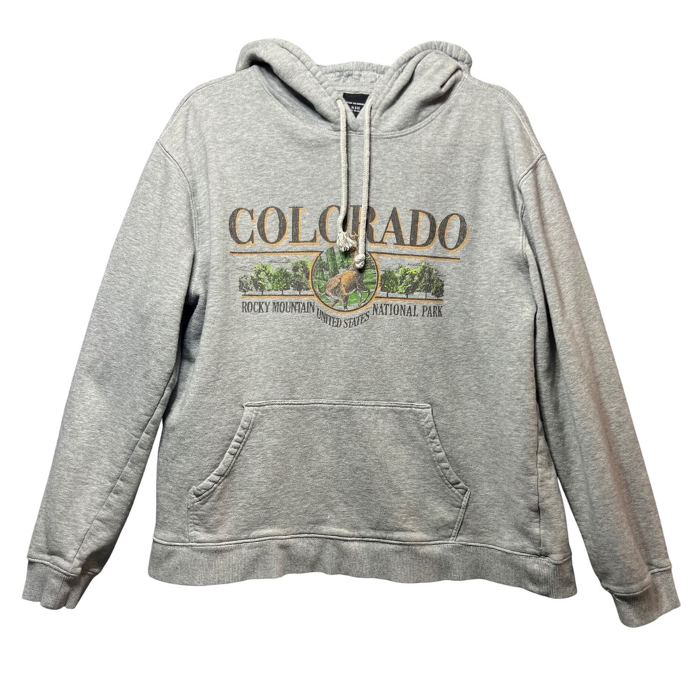 Cotton On Colorado Hoodie XL Gray Rocky Mountain National Park Pullover